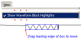 Special View draws blue boxes around Waveform Block Equations