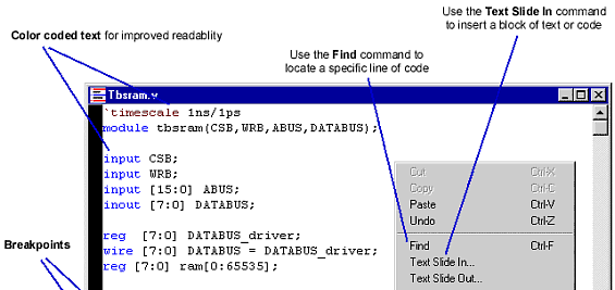 Verilogger Pro Verilog Simulator Editor Window Details