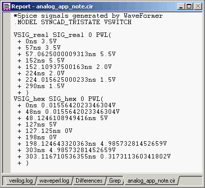 Report Window with Spice Code