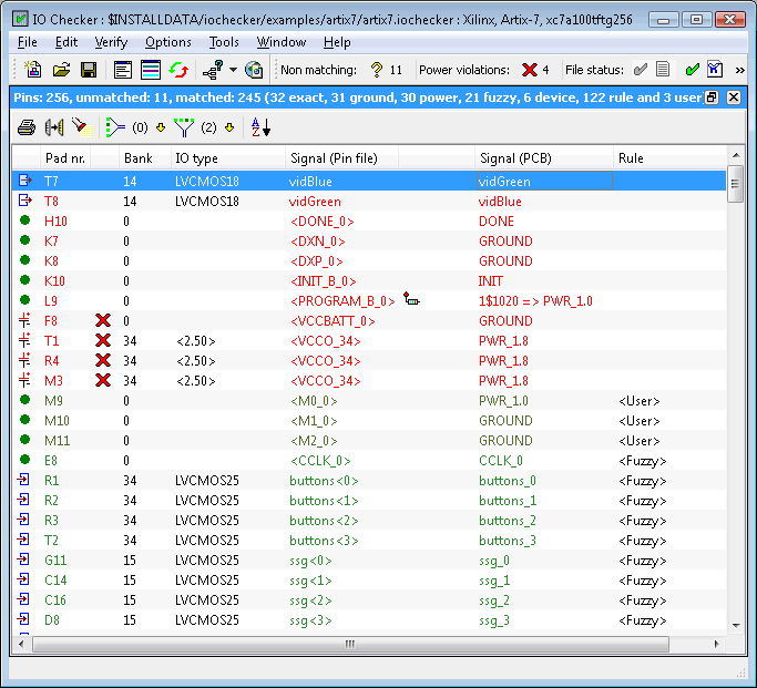 SynaptiCAD-HDLWorks IO Checker Screen