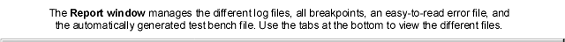 Verilog Simulator with Report window to manage log files