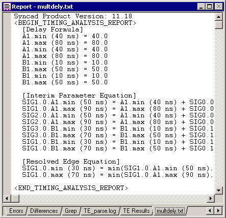 Timing Analysis report can show delay correlation data