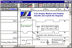 Timing diagram editor uses Text objects for annotations