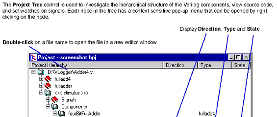 Verilog Simulator - Project Window Double click to open an Editor
